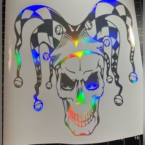Joker car decal in holographic weatherproof vinyl